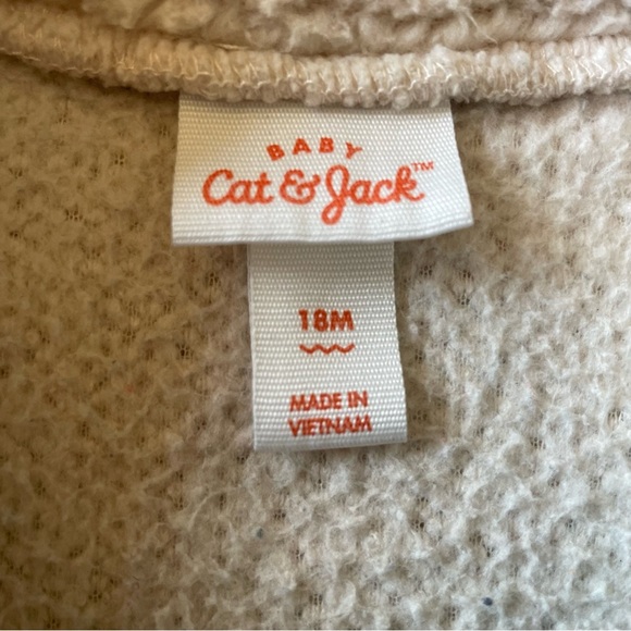 Cat & Jack kids 18mo cream w/green trim fleece Jacket very cute zip up - Picture 5 of 6